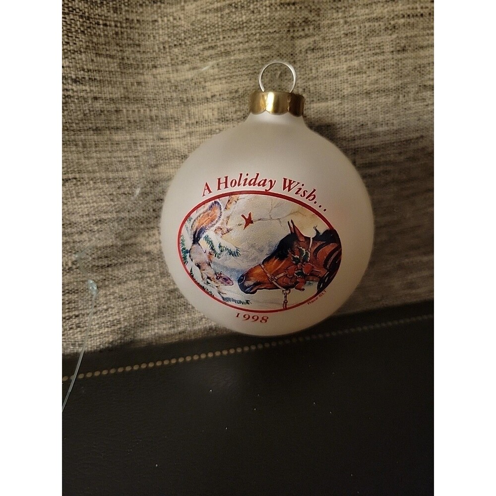 Vtg 2.5" Glass Christmas Ornament Horse Squirrel Holiday Magic 1998 Race LT